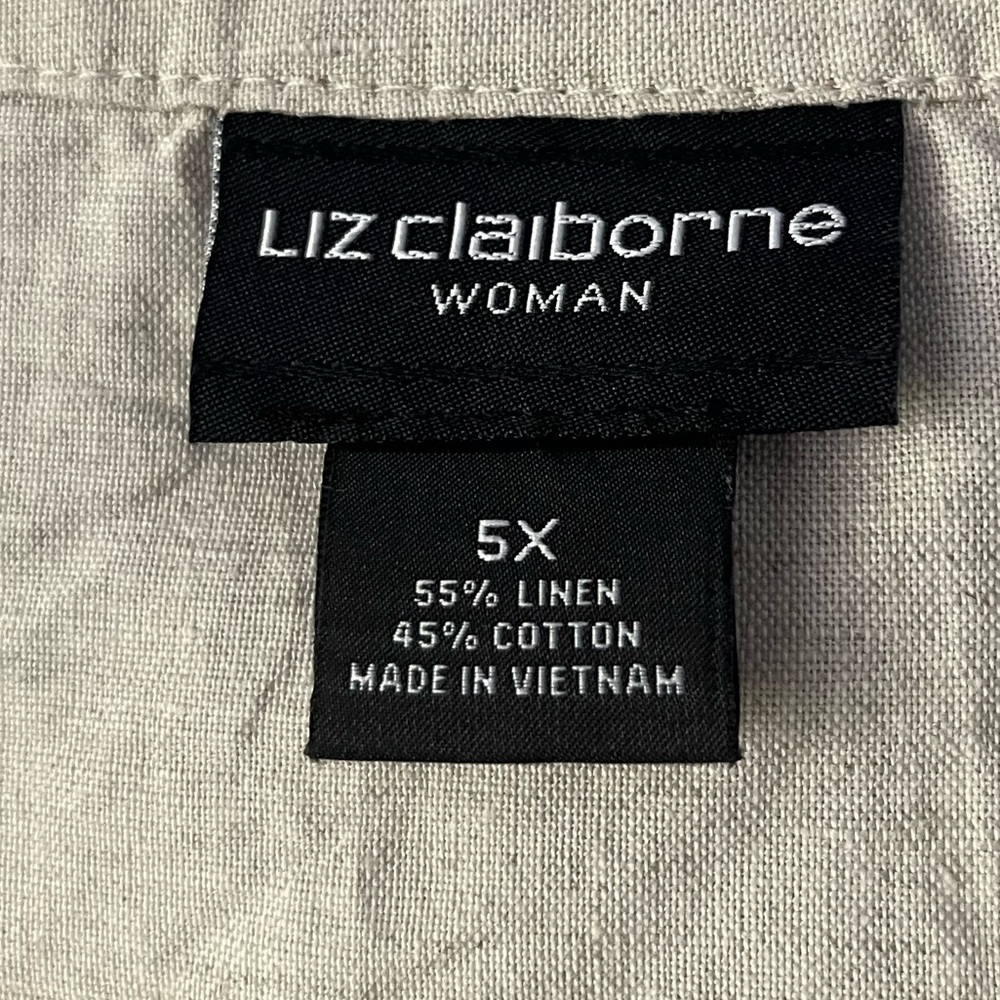 Liz Claiborne Linen Cotton Button Up Lightweight Jacket Top 5X in Neutral Beige - Picture 3 of 3
